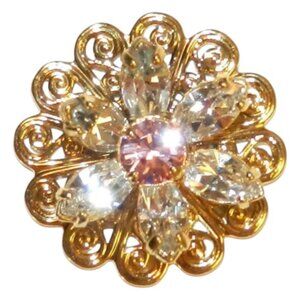 Light Rose & Crystal Gold 22mm Flower Swarovski Component 1pc SCSC1905